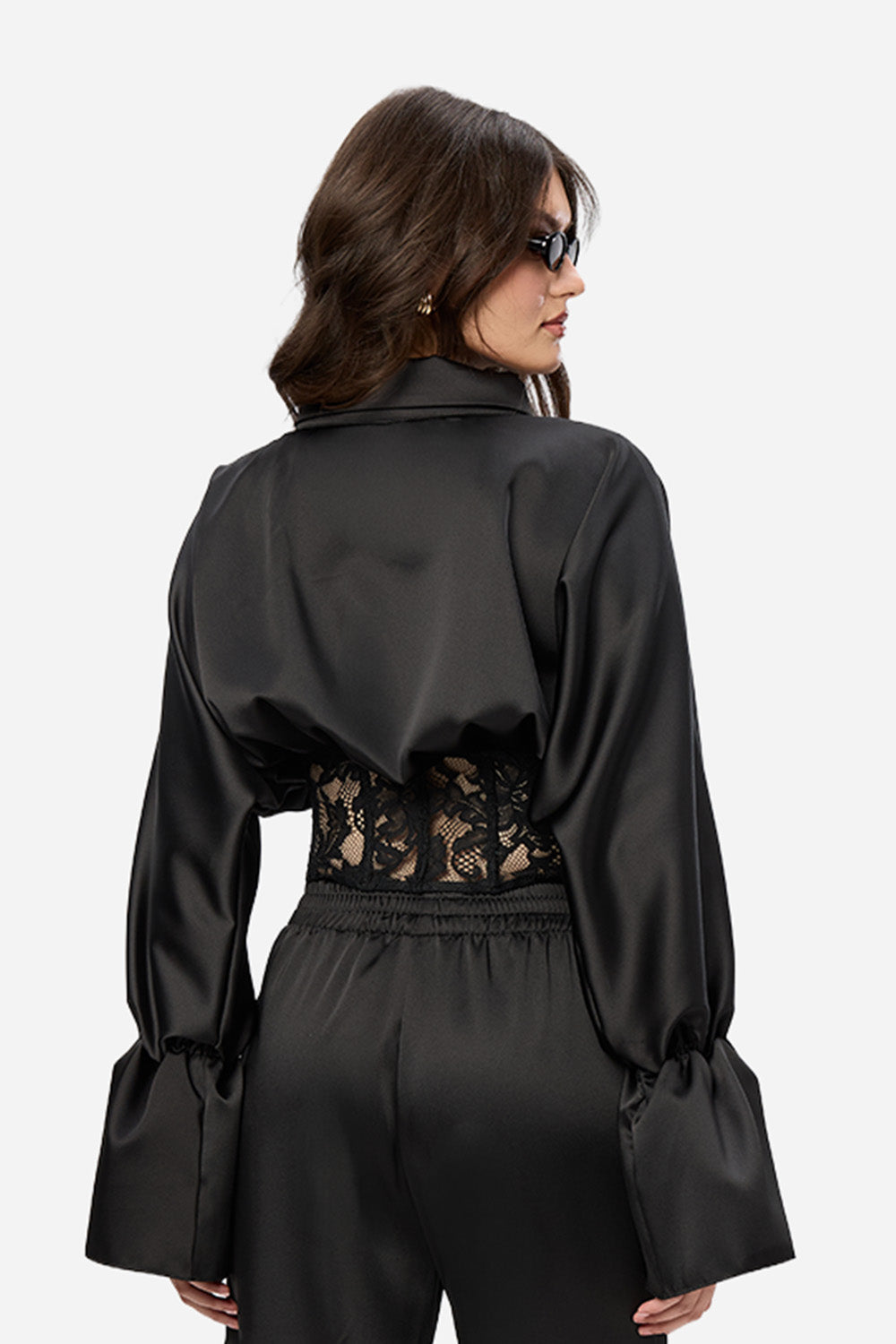 Karolina black Top with a sheer lace corset