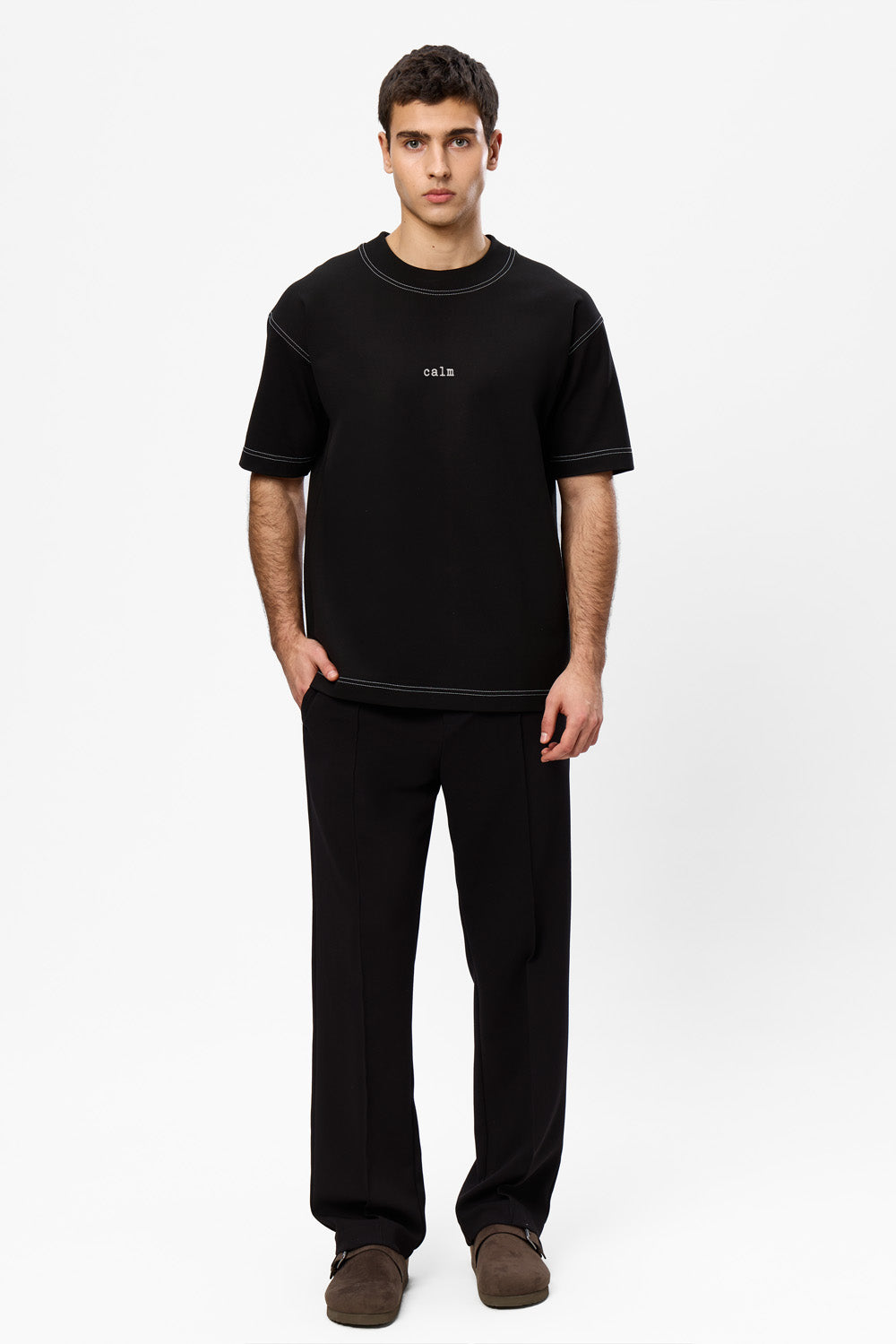 Calm 2.0 embroidered Black T-shirt