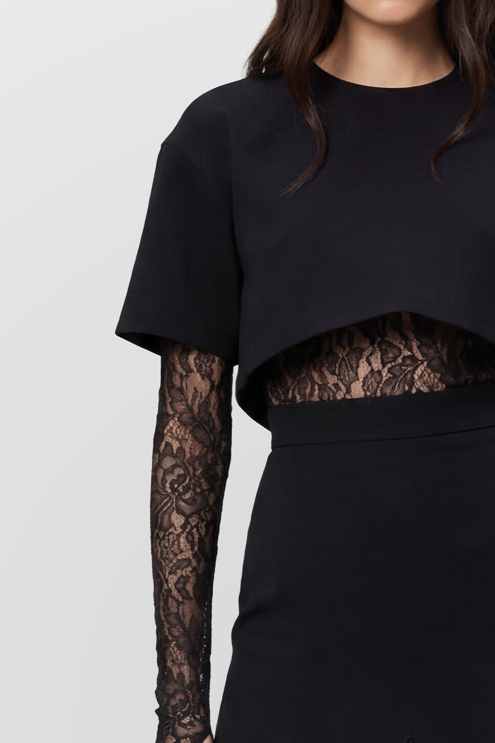 Osaka Black Top with sheer lace Body