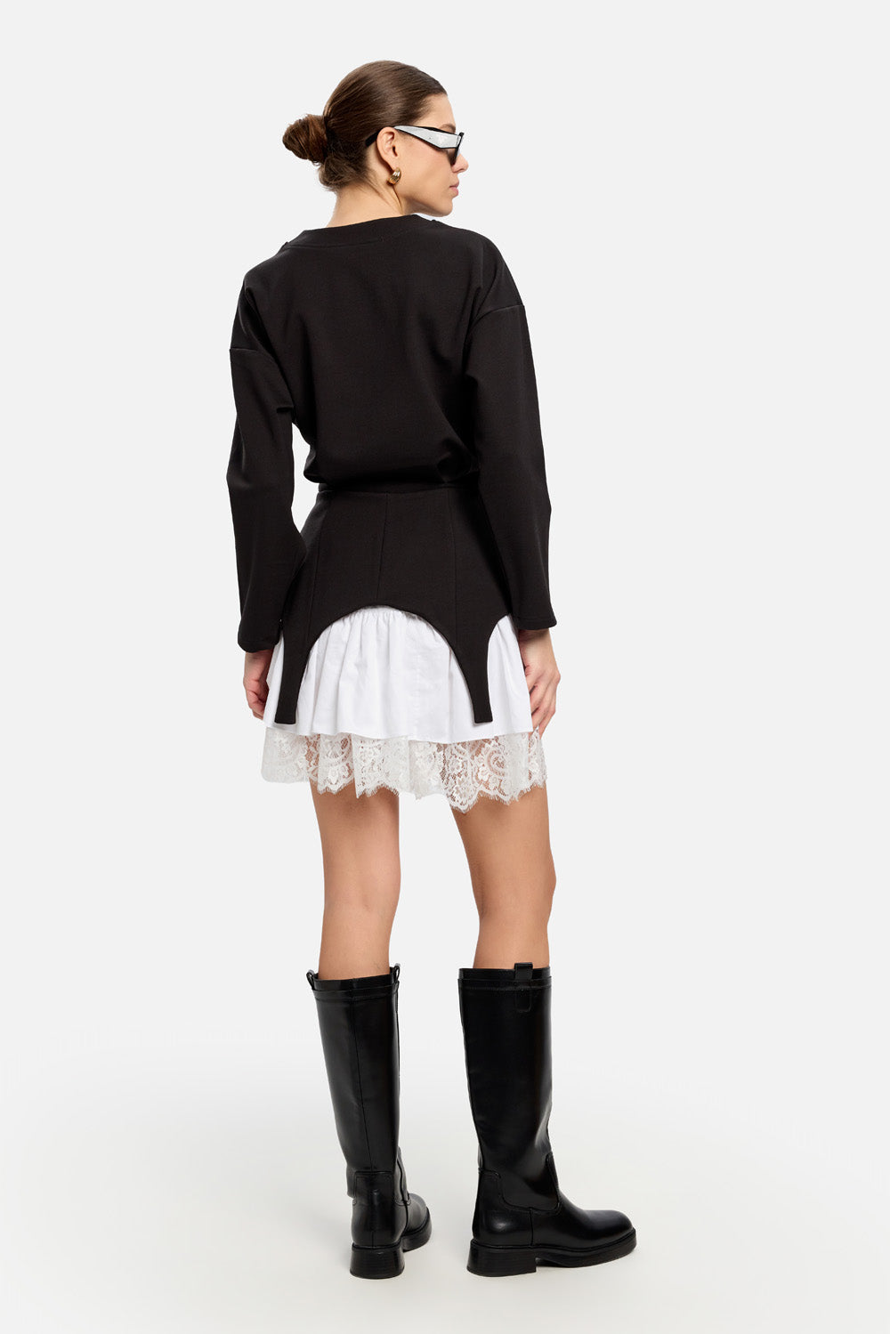 Kaia black blouse-dress with garter straps