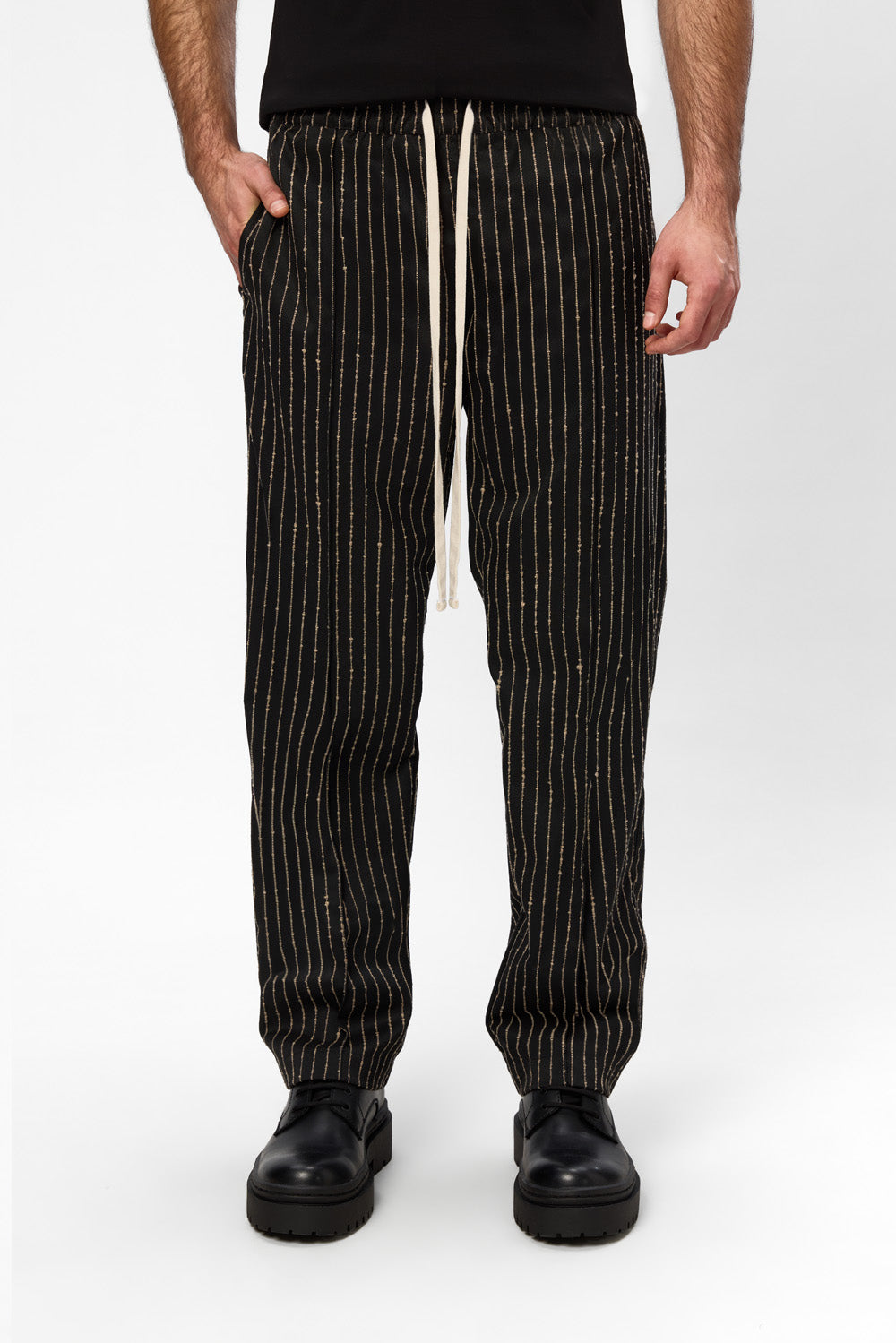 247 black striped cloth pants