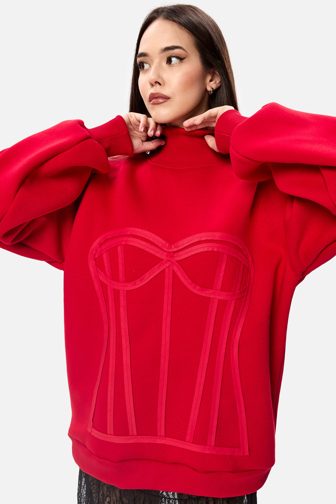 Helanca rosie Kora pentru femei, cu broderie si material atasat, confecționat din bumbac premium, ideal pentru ținute casual și streetwear.