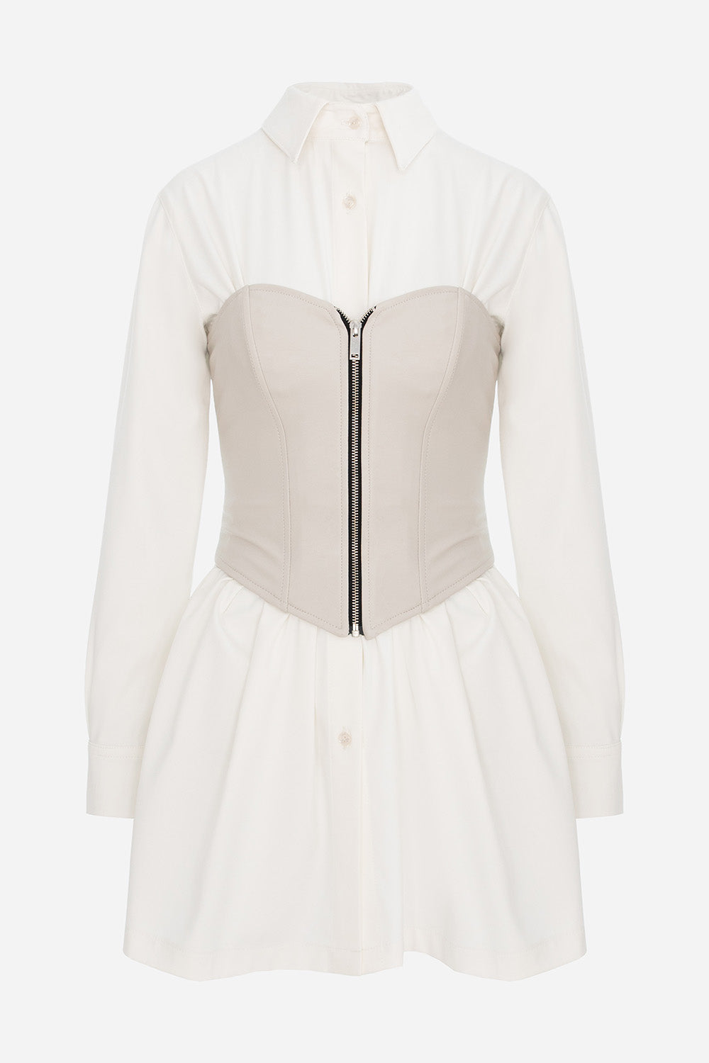 Maris Off-White Dress with leather corset
