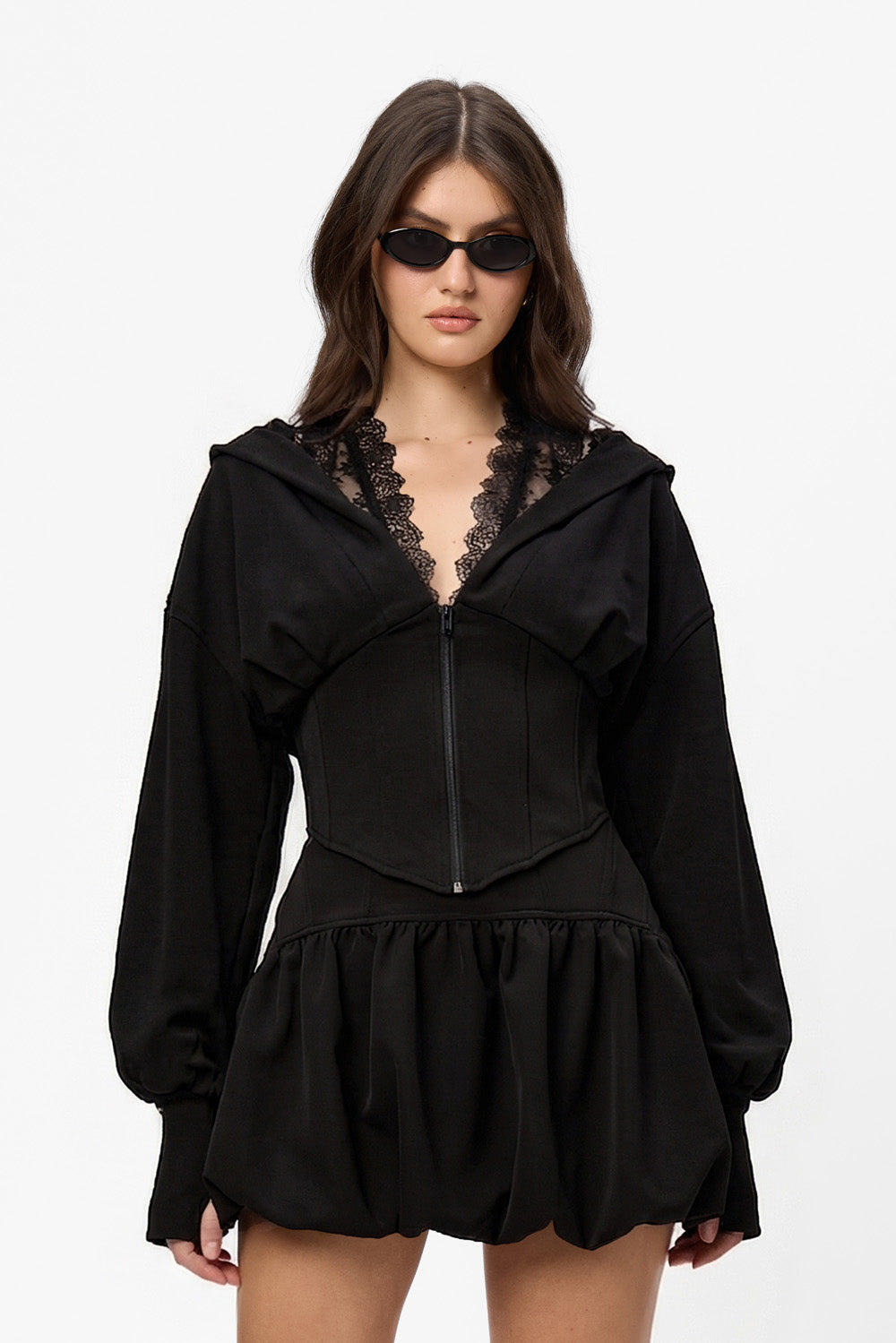 Karol v2 lace black Hoodie with corset