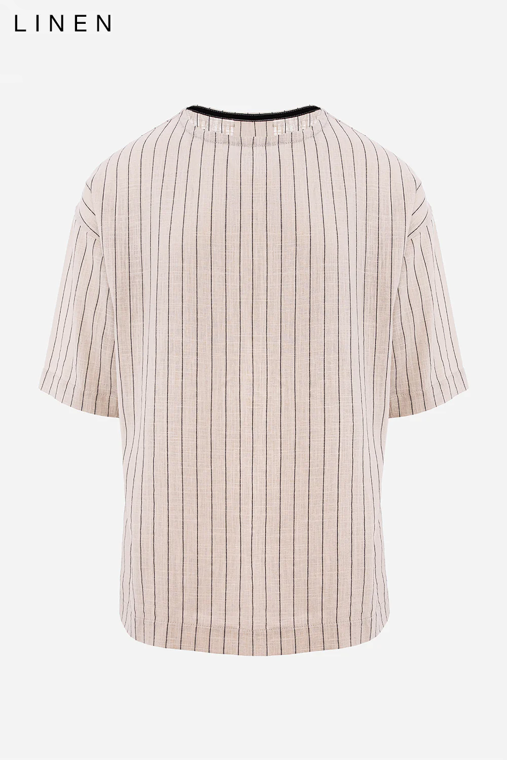 Monaco linen striped cream t-shirt