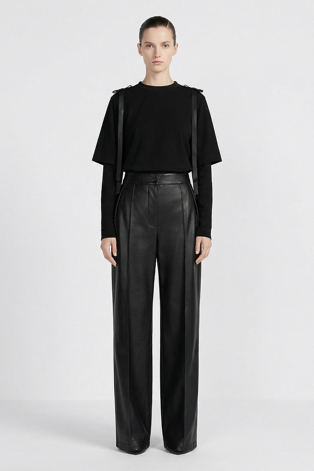 Kimi V2 Leather Black Pants