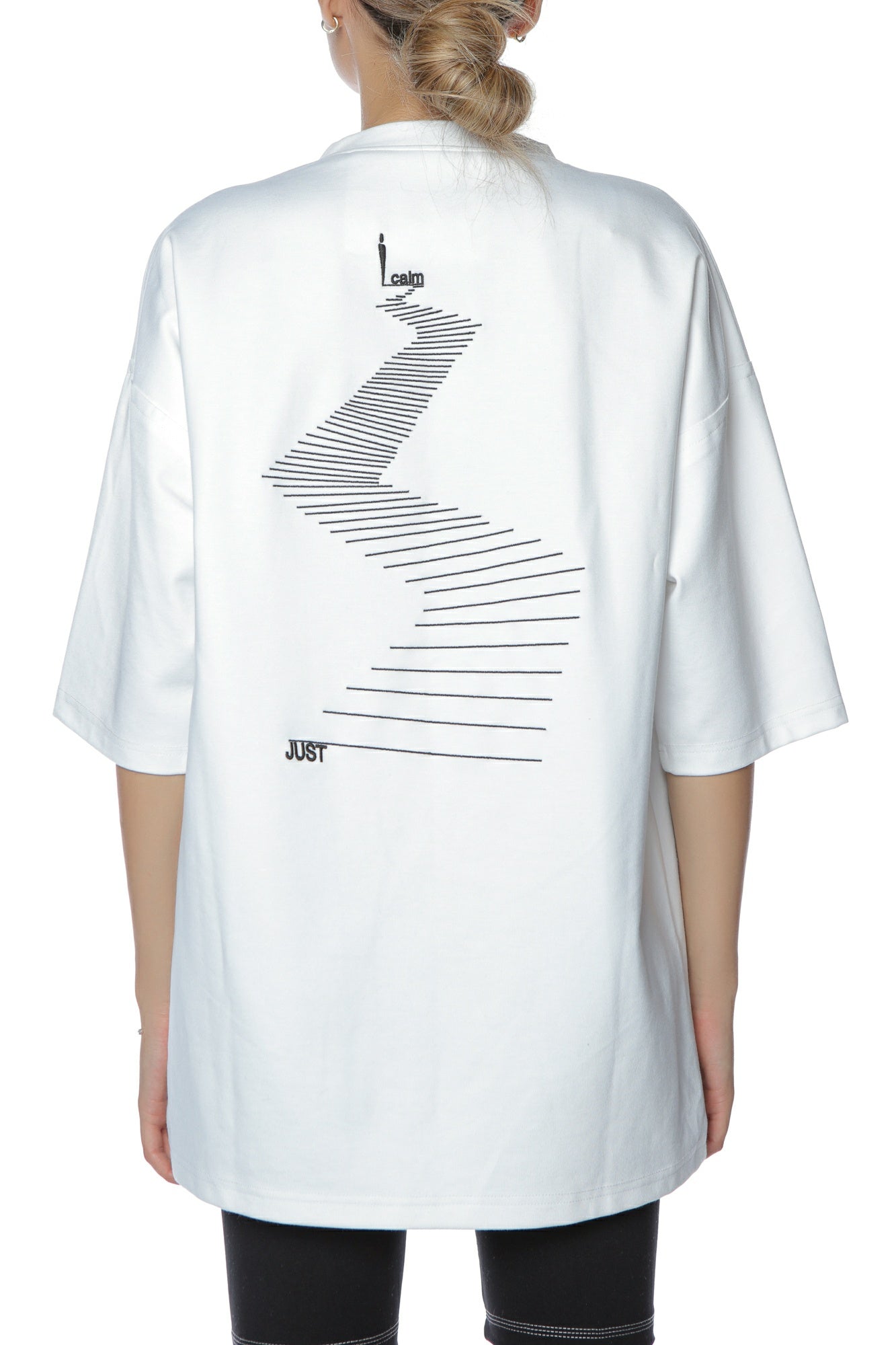 Tricou brodat "Road" pentru femei, alb, 92% bumbac, 8% elastan, Atelier Hamza